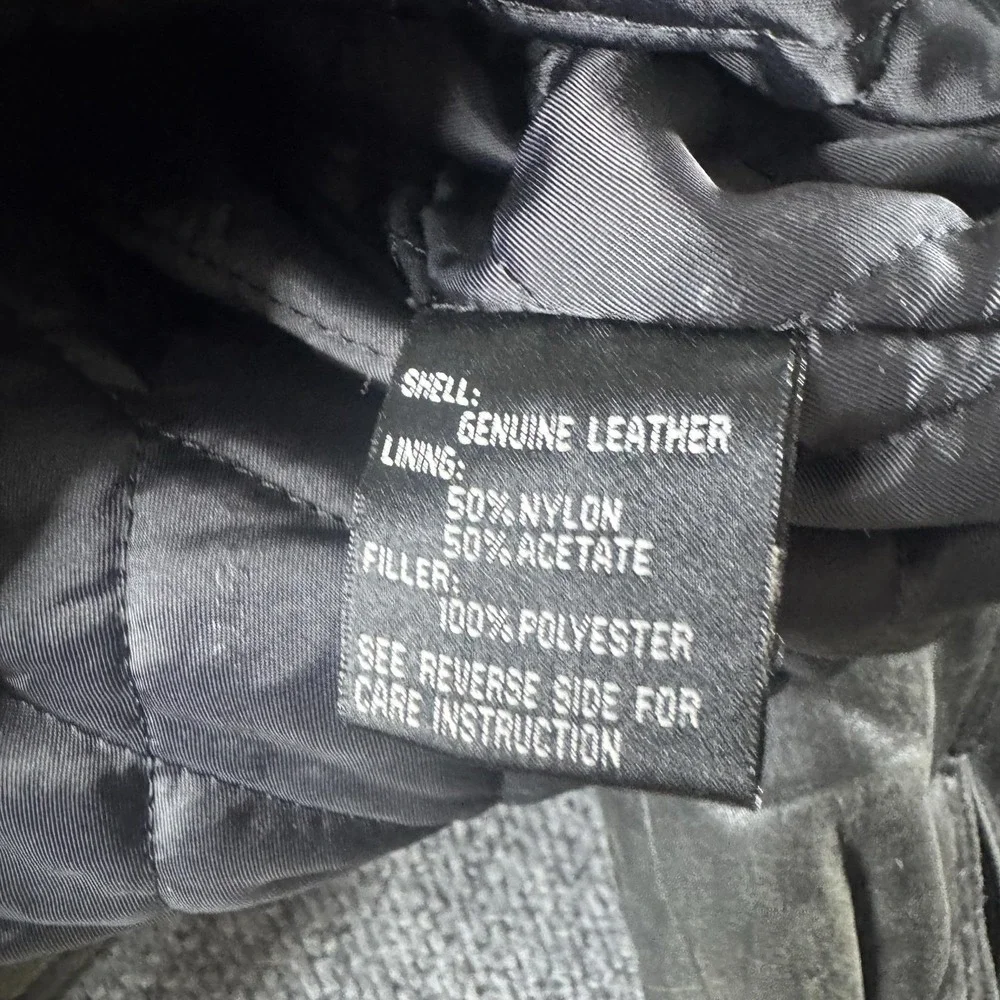Pierre Cardin Jacket Mens XL Black Leather Bomber Full Zip Lined Insulated